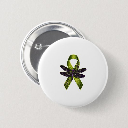 Hippie Dragonfly Green Ribbon Cerebral Palsy Aware Button (Vorne & Hinten)