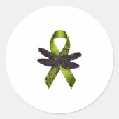 Hippie Dragonfly Green Ribbon Cerebral Palsy Aware Runder Aufkleber (Vorderseite)