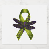Hippie Dragonfly Green Ribbon Cerebral Palsy Aware Schaumweinetikett (Einzelnes Label)