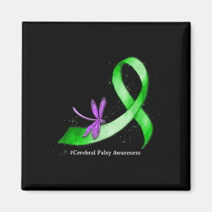 Hippie Dragonfly Green Ribbon Cerebral Palsy Magnet