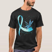 Hippie Dragonfly Light Blue Ribbon Prostatakrebs T-Shirt (Vorderseite)