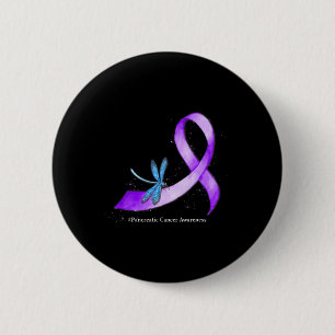 Hippie Dragonfly Lila Ribbon Bauchspeicheldrüsenkr Button