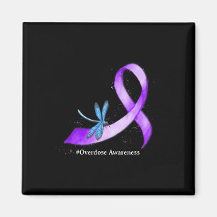 Hippie Dragonfly Lila Ribbon Überdosierung Bewusst Magnet