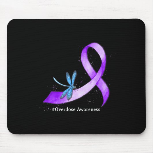 Hippie Dragonfly Lila Ribbon Überdosierung Bewusst Mousepad (Vorne)