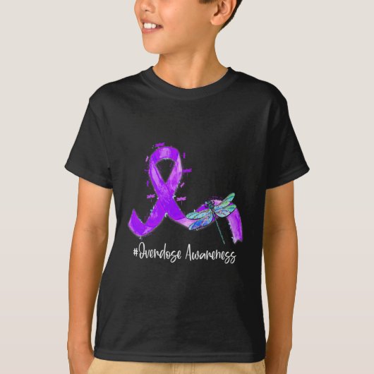 Hippie Dragonfly Lila Ribbon Überdosierung Bewusst T-Shirt (Vorderseite)
