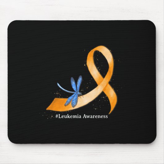 Hippie Dragonfly Orange Ribbon Leukemia Bewusstsei Mousepad (Vorne)