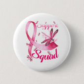 Hippie Dragonfly Pink Ribbon Brustkrebs Button (Vorderseite)