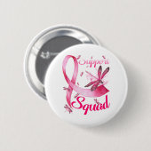Hippie Dragonfly Pink Ribbon Brustkrebs Button (Vorne & Hinten)