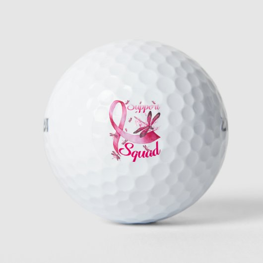 Hippie Dragonfly Pink Ribbon Brustkrebs Golfball (Vorderseite)