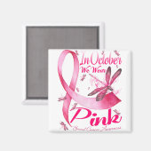 Hippie Dragonfly Pink Ribbon Brustkrebs Magnet (Vorderseite/Rückseite)