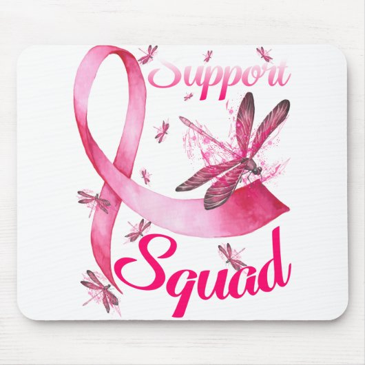 Hippie Dragonfly Pink Ribbon Brustkrebs Mousepad (Vorne)