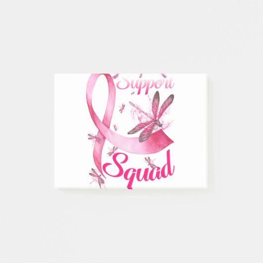 Hippie Dragonfly Pink Ribbon Brustkrebs Post-it Klebezettel (Vorderseite)