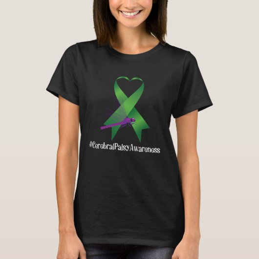 Hippie Dragonfly Ribbon Cerebral Palsy Awareness T-Shirt (Vorderseite)