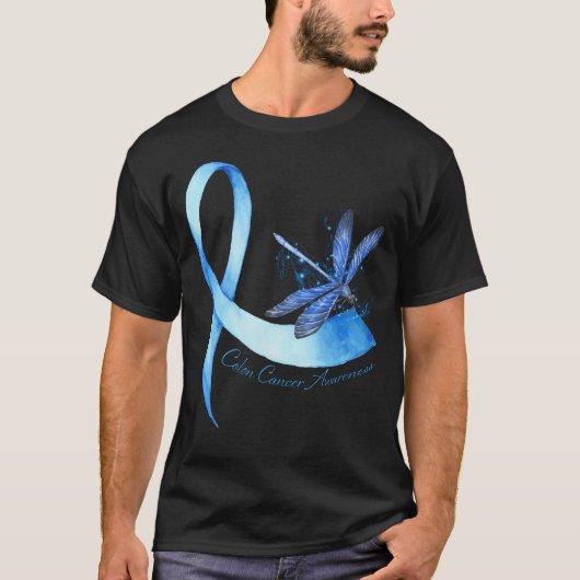 Hippie Dragonfly Ribbon Colon Krebs Bewusstsein T-Shirt (Vorderseite)
