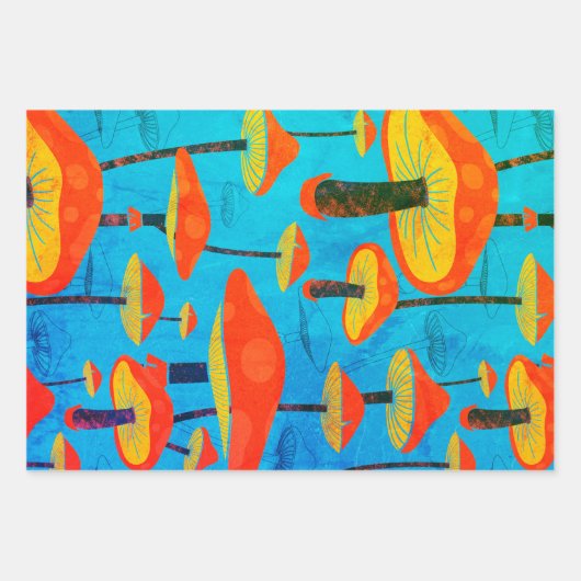 Hippie Dreamy Retro Vibe Verzaubernde Pilze Geschenkpapier Set (Vorderseite 2)