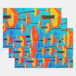 Hippie Dreamy Retro Vibe Verzaubernde Pilze Geschenkpapier Set