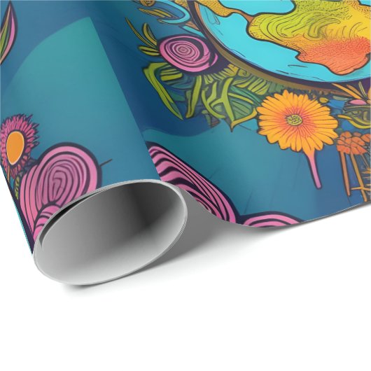 Hippie Earth Geschenkpapier (Rolleneckpunkt)