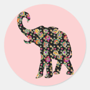 Hippie-Elefant-Aufkleber Runder Aufkleber