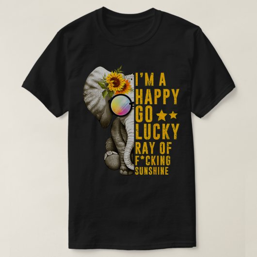 Hippie Elephant Im glücklichen Go Lucky Ray of Sun T-Shirt (Design vorne)