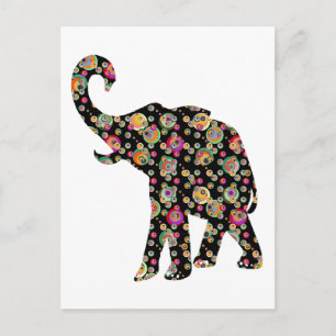 Hippie Elephant Postcard Postkarte