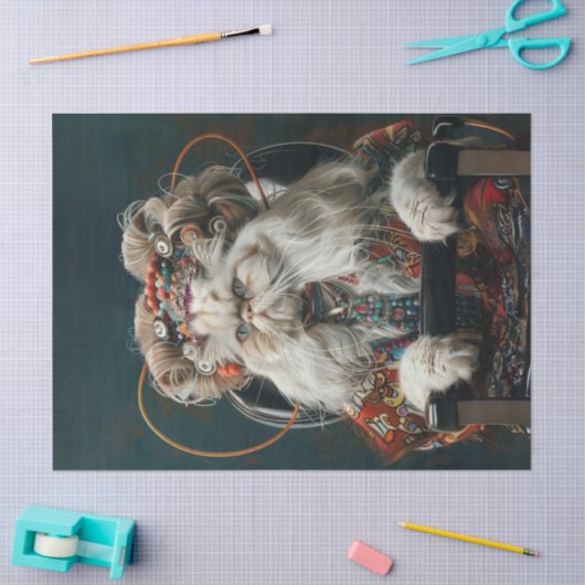 Hippie Extravagante Katze im Salon Seidenpapier (Basteln)