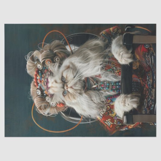 Hippie Extravagante Katze im Salon Seidenpapier (Vorderseite)