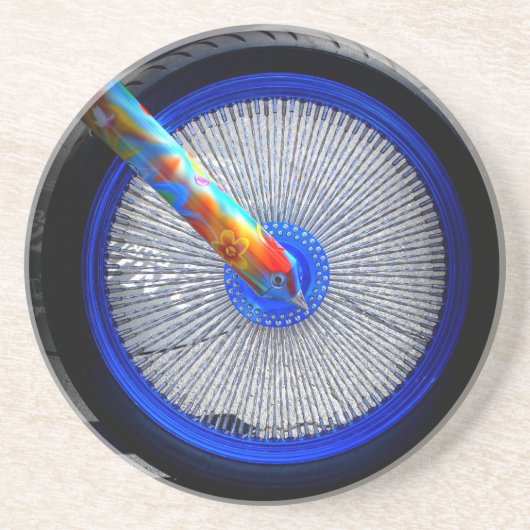 Hippie-Fahrrad Sandstein Untersetzer (Vorne)