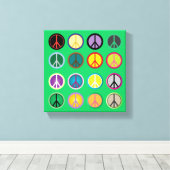 Hippie farbiges Friedenszeichen 60er Leinwanddruck (Insitu (Holzboden))