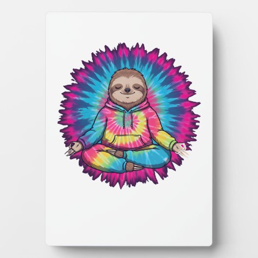 Hippie Faultier Friedenszeichen Tie-Dye Fotoplatte (Vorderseite)