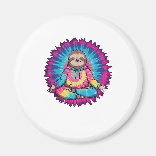 Hippie Faultier Friedenszeichen Tie-Dye Magnet (Vorne)