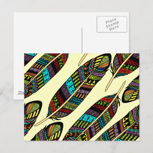 Hippie Feathers Postkarte (Vorne/Hinten)