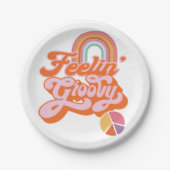 Hippie Feelin' Groovy Rainbow Peace Sign Pappteller (Vorderseite)