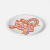 Hippie Feelin' Groovy Rainbow Peace Sign Pappteller (Schrägansicht)