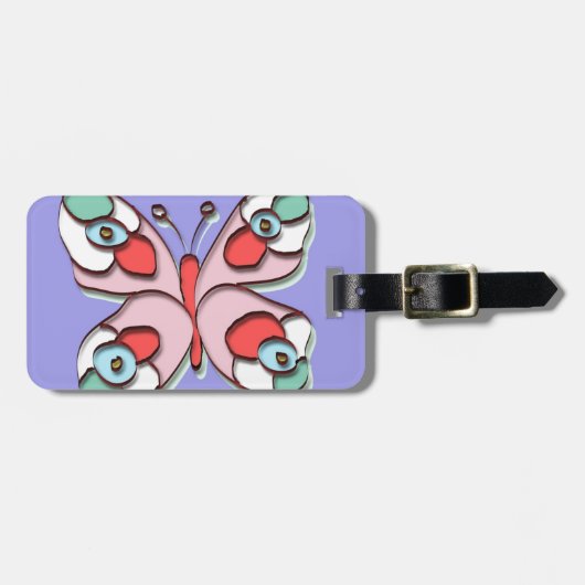 Hippie-Fliegen-Schmetterling Gepäckanhänger (Vorderseite horizontal)