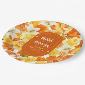 Hippie Floral Groovy Baby in Bloom Baby Shower Pappteller (Schrägansicht)