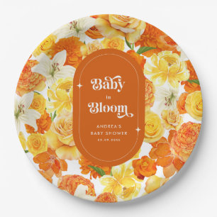 Hippie Floral Groovy Baby in Bloom Baby Shower Pappteller