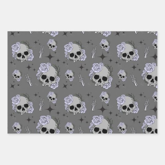 Hippie Floral Skull Geschenkpapier Set (Vorderseite 2)