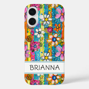 Hippie Flower Power Personalisiert iPhone 16 Hülle