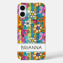Hippie Flower Power Personalisiert iPhone 16 Plus Hülle