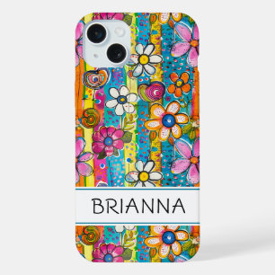 Hippie Flower Power Personalisiert iPhone 15 Plus Hülle