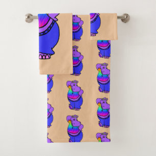 Hippie-Flusspferd Badhandtuch Set