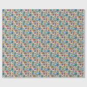Hippie Folk Art Floral Patchwork mit Vögeln Geschenkpapier (Flach)