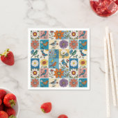 Hippie Folk Art Floral Patchwork mit Vögeln Serviette (Beispiel)