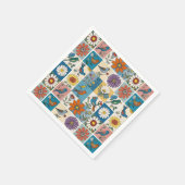 Hippie Folk Art Floral Patchwork mit Vögeln Serviette (Ecke)