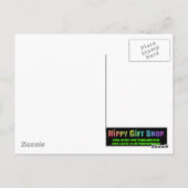 Hippie Fraktal Muster Lila Türkis & Gelb Postkarte (Rückseite)