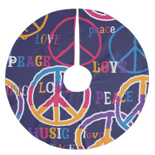 Hippie-Frieden: Lebendiges Symboldesign. Polyester Weihnachtsbaumdecke