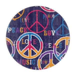 Hippie-Frieden: Lebendiges Symboldesign. Schneidebrett