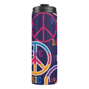 Hippie-Frieden: Lebendiges Symboldesign. Thermosbecher