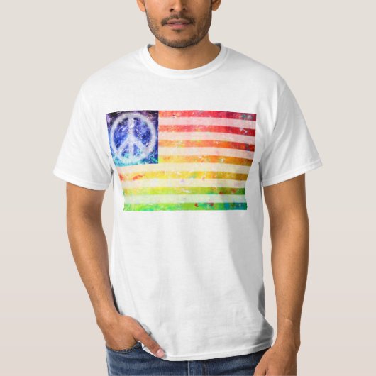 Hippie-Friedensfreak-Flagge T-Shirt (Vorderseite)