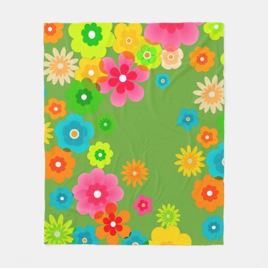 Hippie-FriedensRetro buntes Boho Chic Fleecedecke (Vorderseite)